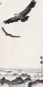  maler galerie - Wu zuoren Adler auf Berg Chinesische Malerei